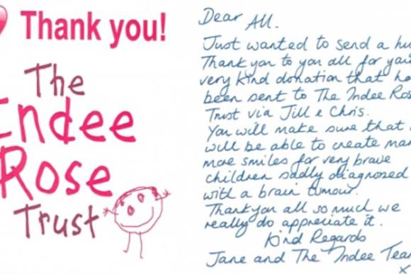 Thanks received from The Indee Rose Trust - WELL DONE Builders Bums