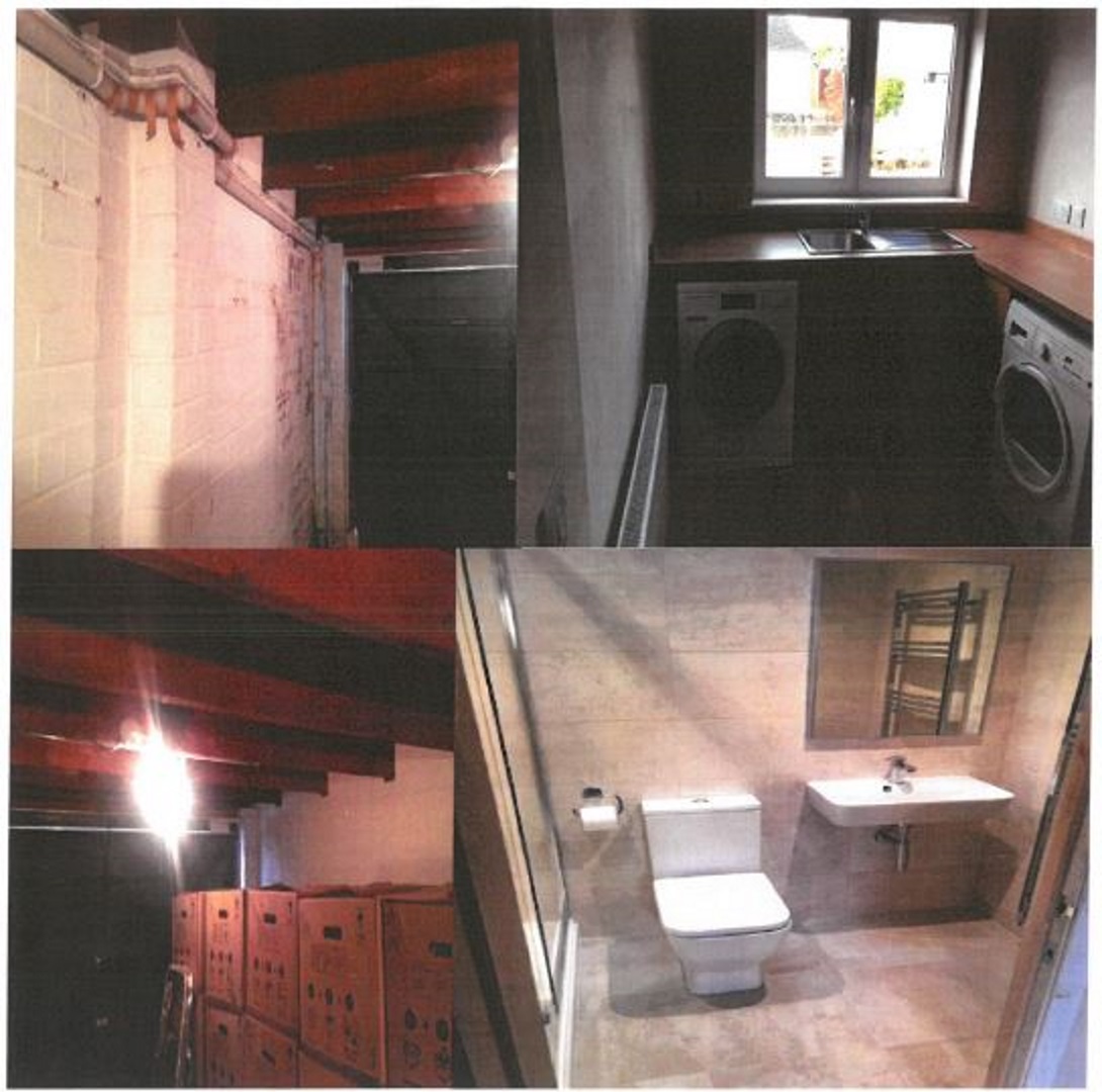 Before and after garage conversion to Utiity Room and Shower Room